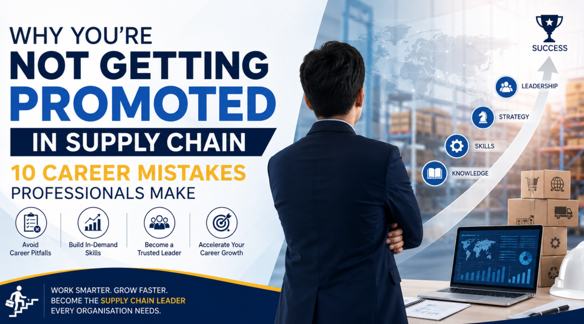 Supply chain professional planning career growth while reviewing logistics performance and leadership development.