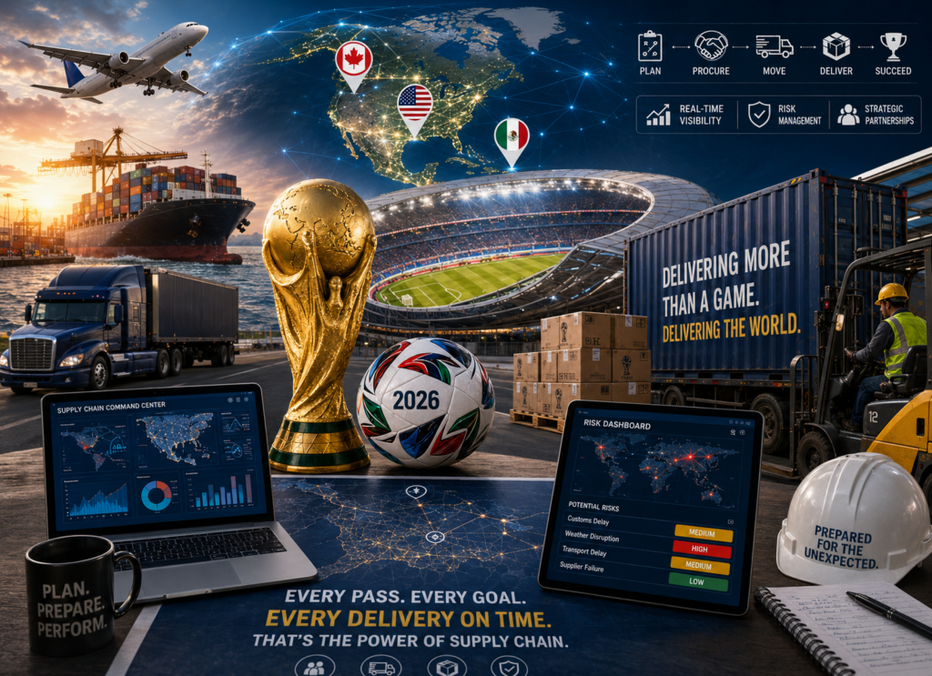 Supply chain and logistics operations supporting the FIFA World Cup 2026 across the USA, Canada, and Mexico
